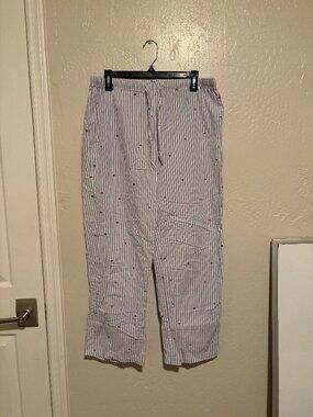 Gap Body 100% Cotton Poplin Pajama Pants Sweetheart Stripe Print in Size Medium